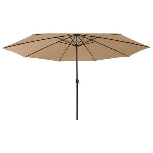 vidaXL Parasol met LED-verlichting 400 cm taupe, Tuin en Terras, Parasols, Nieuw, Verzenden