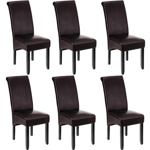 tectake Eetkamerstoel, ergonomisch, massief hardhout - bruin, Huis en Inrichting, Stoelen, Verzenden
