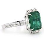 Bague tendance - 14 carats Or blanc - 3.17ct. tw. Émeraude -