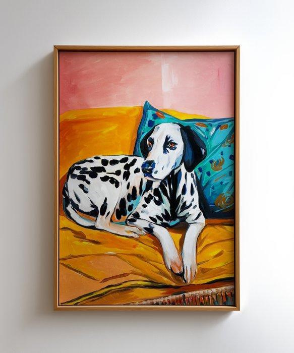 E. García - PERRO EN EL SOFÁ XL (NO RESERVE), Antiek en Kunst, Kunst | Schilderijen | Modern