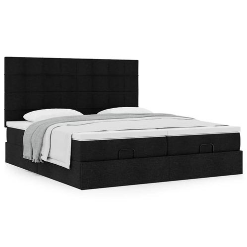 vidaXL Ottoman bed met matrassen 180x200cm stof zwart, Huis en Inrichting, Slaapkamer | Bedden, Nieuw, Verzenden