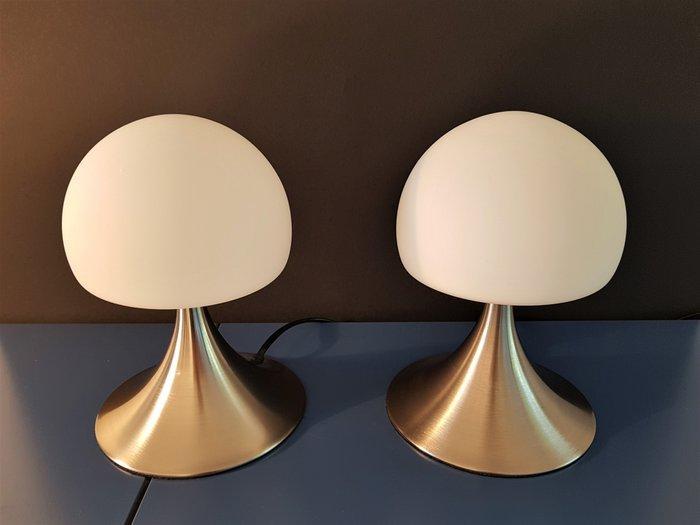 Tafellamp - Mushroom - Opaal glas en geborsteld metaal, Antiek en Kunst, Curiosa en Brocante