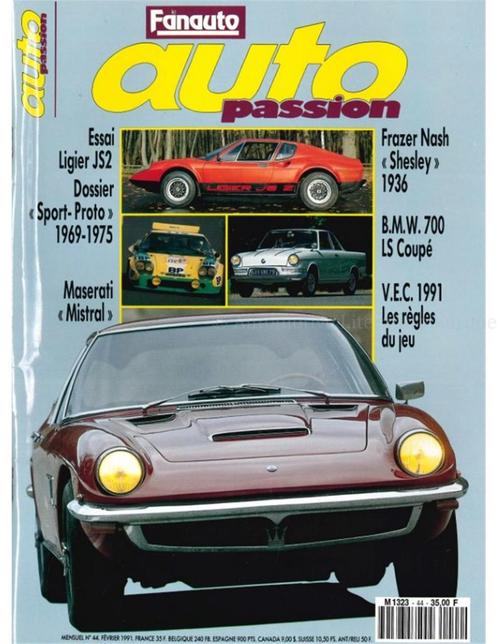 1991 AUTO PASSION TIJDSCHRIFT 44 FRANS, Boeken, Auto's | Folders en Tijdschriften, Ophalen of Verzenden