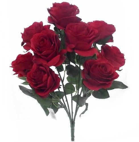 Zijden Rozen Rood 9 knoppen Boeket 45 cm, Huis en Inrichting, Woonaccessoires | Kunstplanten en Kunstbloemen, Nieuw