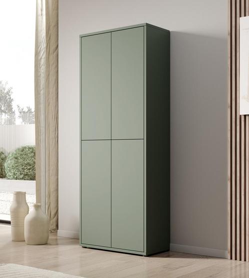 Meubella - Schoenenkast Amber - Groen - 75x35x192 cm, Huis en Inrichting, Kasten | Overige, Nieuw, Verzenden