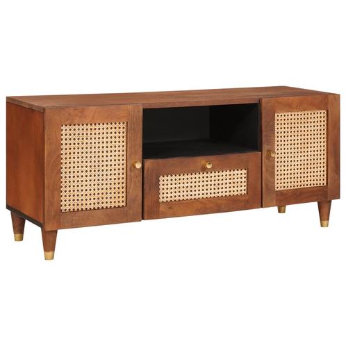 vidaXL met lade met opslag met de deur Bruin Riet en massief, Huis en Inrichting, Woonaccessoires | Cd- en Dvd-rekken, Nieuw, Verzenden