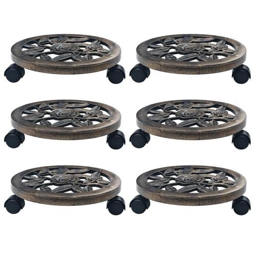 vidaXL Plantentrolleys 6 st 30 cm kunststof bronskleurig, Tuin en Terras, Bloembakken en Plantenbakken, Nieuw, Verzenden
