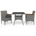 vidaXL 3-delige Tuinset poly rattan en acaciahout grijs, Tuin en Terras, Tuinsets en Loungesets, Verzenden, Nieuw, Tuinset