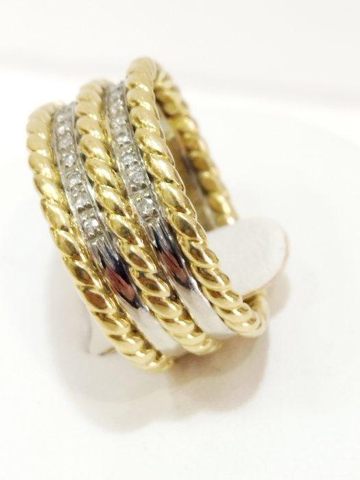 Ring - 18 karaat Geel goud, Witgoud - Met de hand gemaakt, Handtassen en Accessoires, Ringen