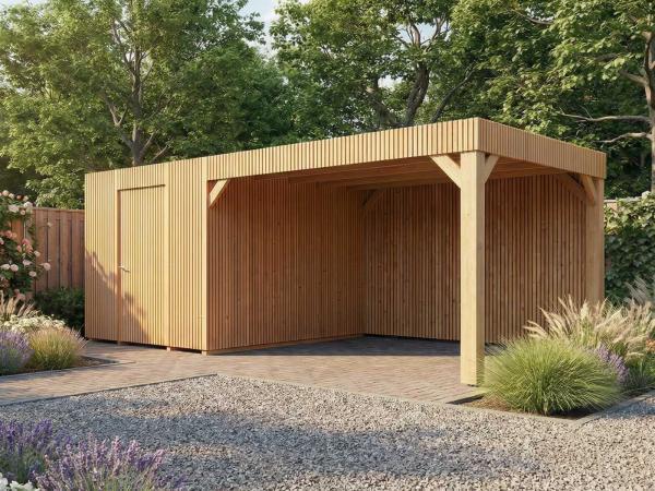 Veiling - Tuinhuis triple-profiel met overkapping 350x550x24, Tuin en Terras, Overkappingen, Nieuw