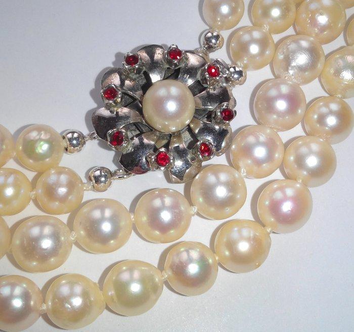 Zonder Minimumprijs - Halsketting 835 zilver - Akoyaperlen -, Handtassen en Accessoires, Kettingen