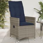 vidaXL Tuinstoel verstelbaar met kussens poly rattan grijs, Tuin en Terras, Tuinstoelen, Verzenden, Nieuw