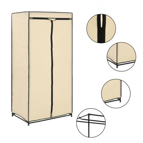 vidaXL Kledingkast 75x50x160 cm crème, Huis en Inrichting, Kasten | Kleerkasten, Nieuw, Verzenden