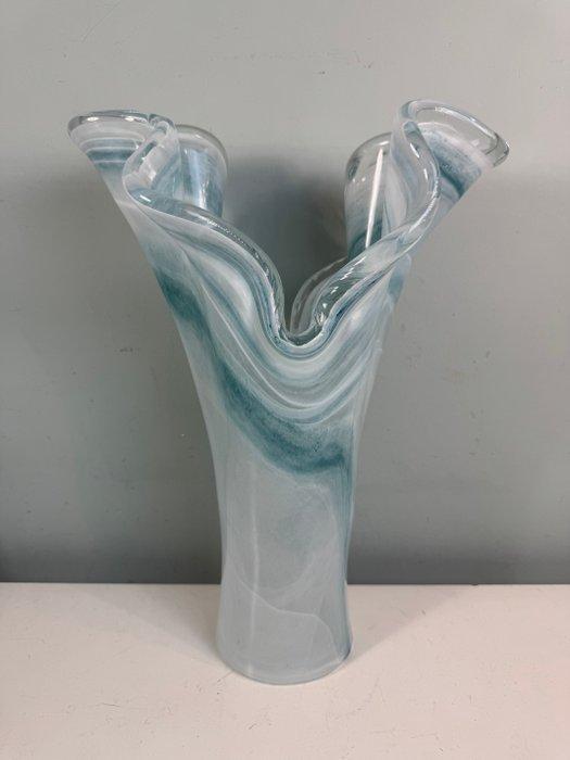 Vase - Verre - Mondgeblazen Murano Stijl Vaas in Blauw en, Antiek en Kunst, Kunst | Designobjecten