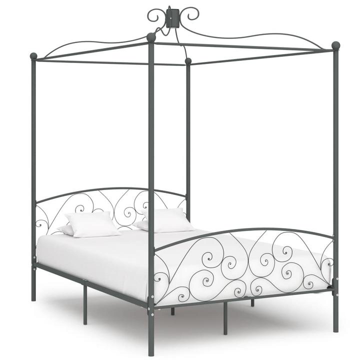vidaXL Hemelbedframe metaal grijs 120x200 cm, Huis en Inrichting, Slaapkamer | Bedden, Nieuw, Verzenden