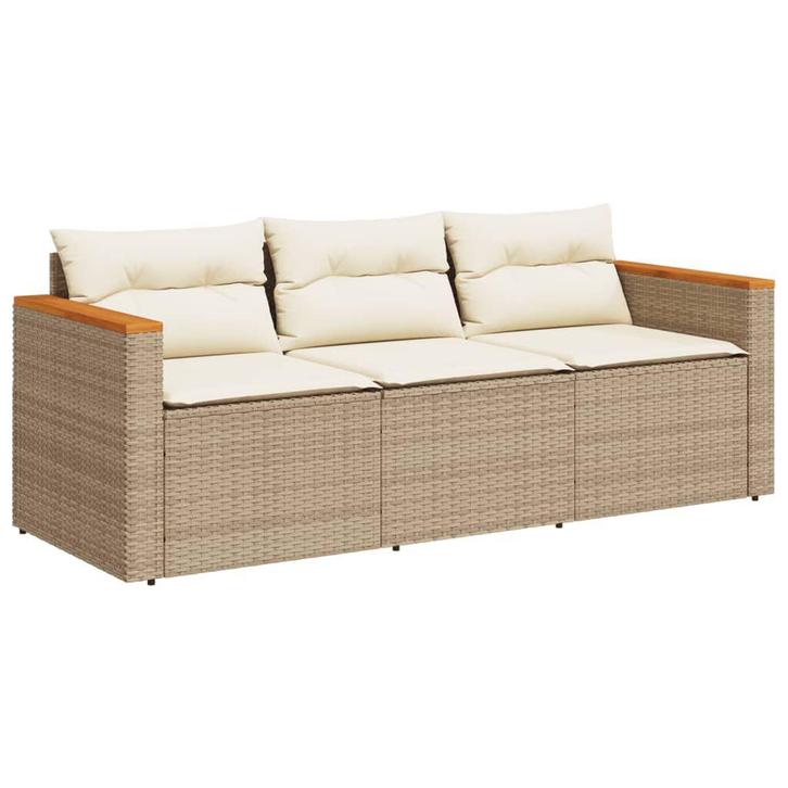 Tuinbank 3-zits Poly Rattan Beige | Retour Deal 46% Korting, Tuin en Terras, Tuinbanken, Nieuw, Kunststof, Verzenden