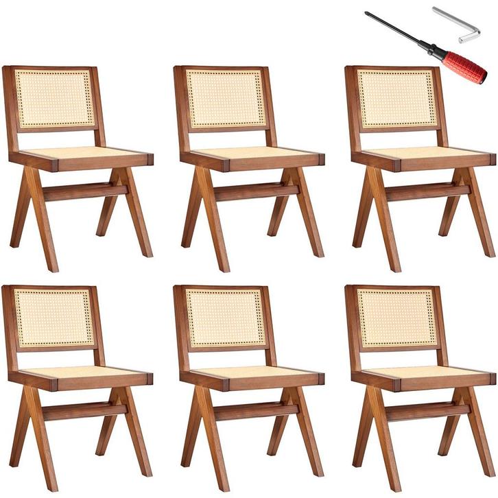 tectake Houten stoel Lizzy met Weens vlechtwerk in boho-stij, Maison & Meubles, Chaises, Envoi