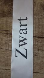 Bedrukt lint 70 mm ramona 80 cm. - creme zwart opdruk, Nieuw