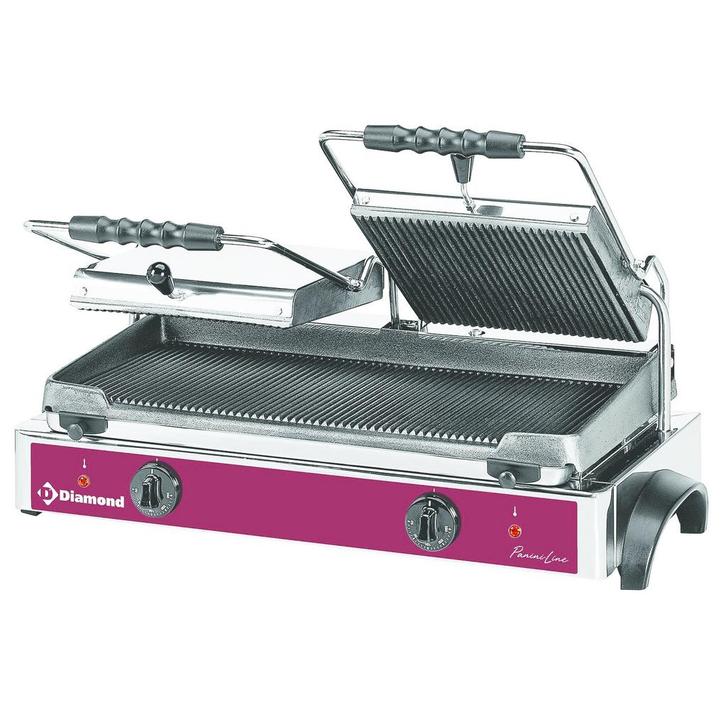 ELEKT. PANINI GRILL DUBBEL, GERIBDE PLATEN Diamond, Zakelijke goederen, Horeca | Keukenapparatuur, Nieuw in verpakking, Verzenden