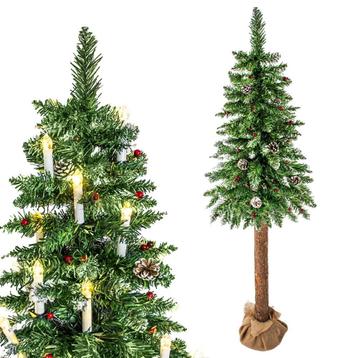 Kunstkerstboom met houten stam - en sneeuw - 220 cm beschikbaar voor biedingen