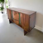 Credenza - Glas, Hout, Messing, Antiek en Kunst
