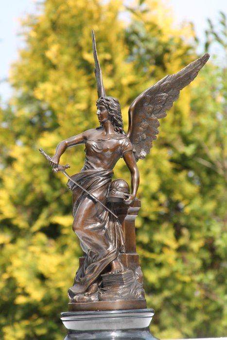 Beeld, Minerva - 21 kg - 75 cm - Brons, Marmer, Antiek en Kunst, Curiosa en Brocante