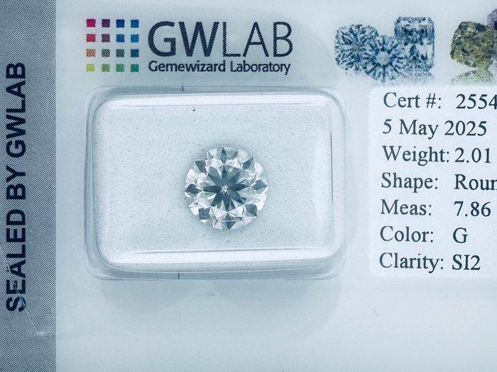 1 pcs Diamant (Natuurlijk) - 2.01 ct - Rond - G - SI2 -, Handtassen en Accessoires, Edelstenen