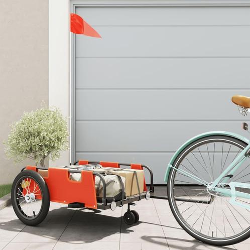 vidaXL Fietstrailer oxford stof en ijzer oranje, Vélos & Vélomoteurs, Accessoires vélo | Remorques, Envoi