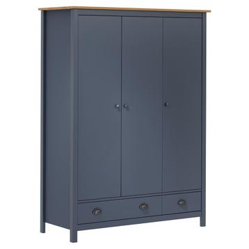 vidaXL Kledingkast Hill 3 deuren 127x50x170 cm grenenhout, Verzenden