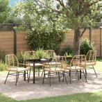 vidaXL Tuin Eettafel Set 7 pcs Bruin poly rattan, Tuin en Terras, Verzenden, Nieuw