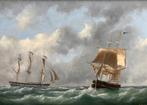 Emanuel de Vries (1816-1875) - Fregat en een bark op volle