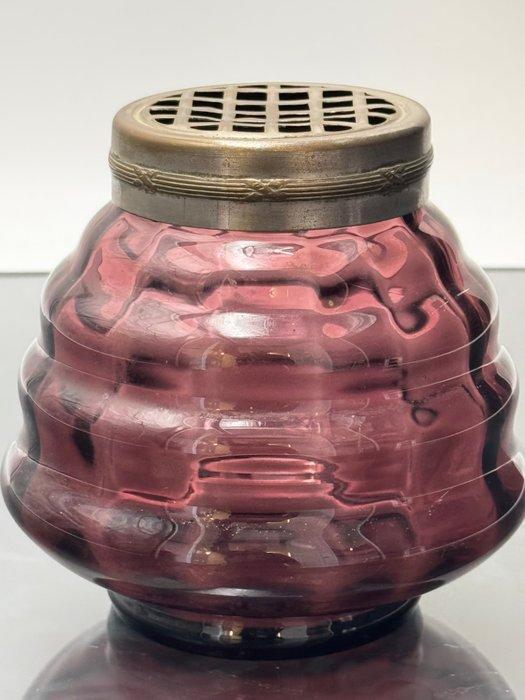 Vaas - Glas, Metaal - Pique-Fleurs, Antiek en Kunst, Kunst | Designobjecten