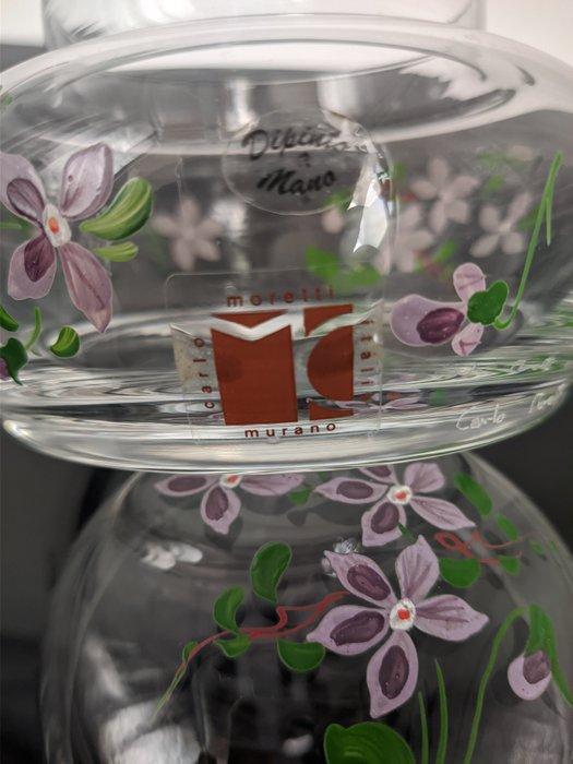 Murano - Carlo Moretti - Vaas - Handgeschilderde bonbonnière, Antiek en Kunst, Antiek | Glaswerk en Kristal