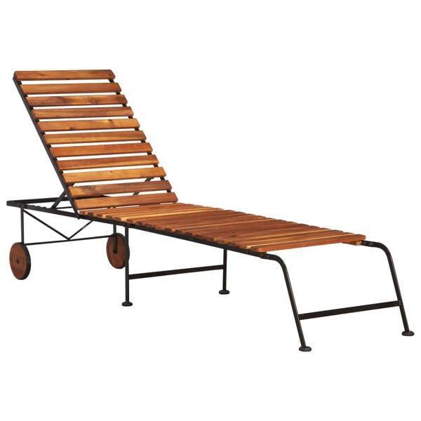 Houten Ligbed Acaciahout | Retour Deal | Verstelbaar & Co..., Tuin en Terras, Ligbedden, Verstelbaar, Nieuw, Hout, Verzenden