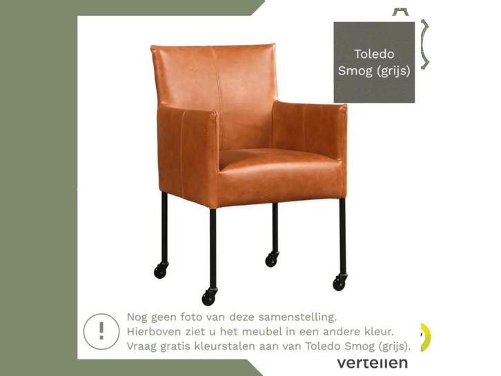 Leren eetkamerstoel Desire - Toledo Smog (grijs) - Poten, Huis en Inrichting, Stoelen, Grijs, Eén, Nieuw, Leer, Ophalen of Verzenden