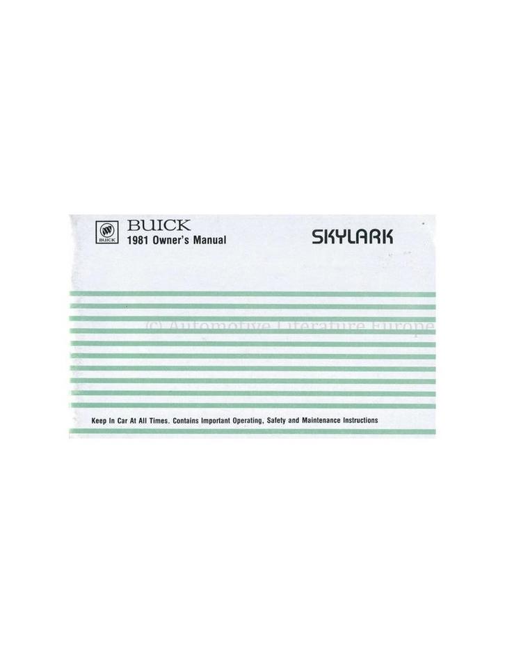 1981 BUICK SKYLARK INSTRUCTIEBOEKJE ENGELS, Autos : Divers, Modes d'emploi & Notices d'utilisation