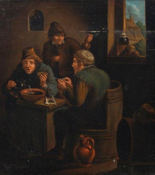 David Teniers (1610-1690), Suiveur de - Smokers in a tavern, Antiek en Kunst, Kunst | Schilderijen | Klassiek