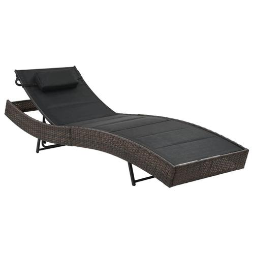 vidaXL Ligbed poly rattan en textileen bruin, Tuin en Terras, Ligbedden, Nieuw, Verzenden