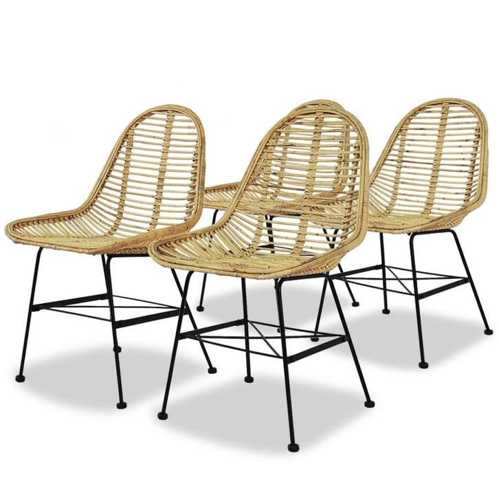 vidaXL Eetkamerstoelen 4 st natuurlijk rattan, Maison & Meubles, Chaises, Envoi
