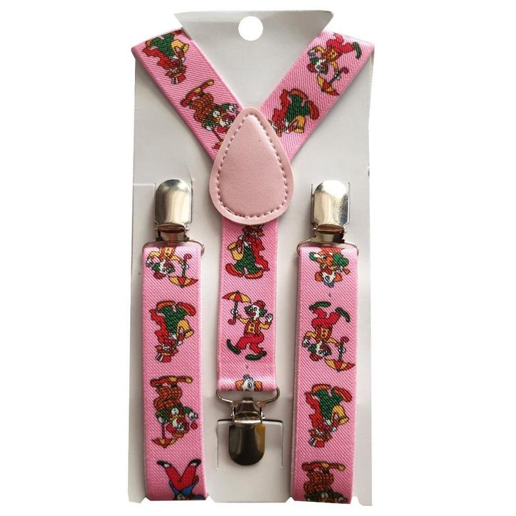 Fako Fashion - Kinder Bretels - Print - Clown - 65cm - Roze, Kinderen en Baby's, Kinderkleding | Overige, Verzenden