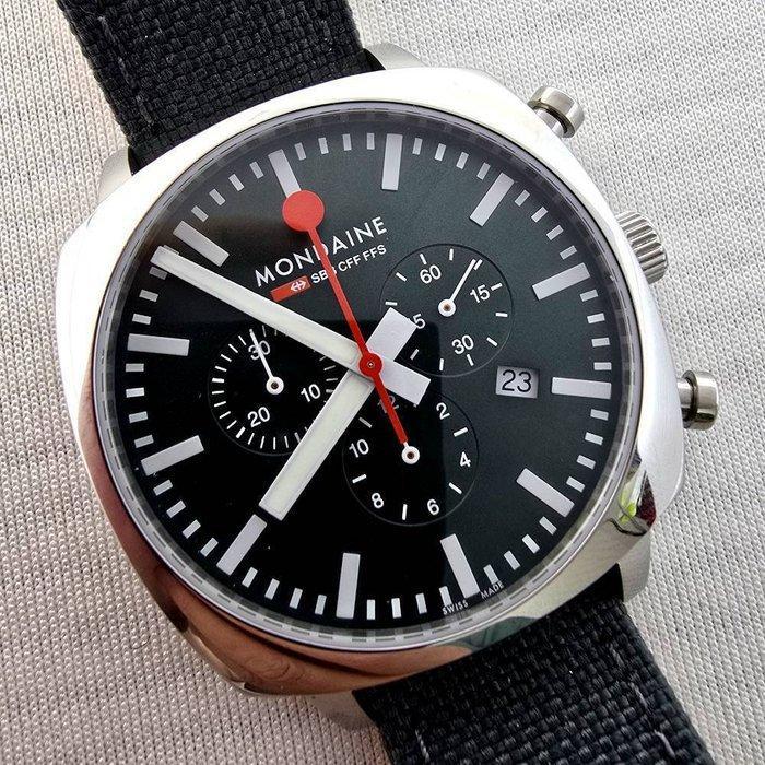 Mondaine - Grand Cushion Chronograph - MSL.41460.LF.SET -, Handtassen en Accessoires, Horloges | Heren