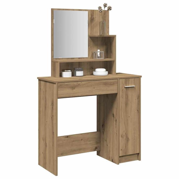 vidaXL Kaptafel met spiegel 86,5x35x136 cm artisanaal, Maison & Meubles, Tables | Coiffeuses, Envoi