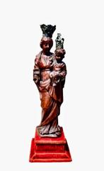 Beeld - Madonna met Kind - Zilveren kronen - Hout -, Antiek en Kunst