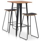 vidaXL 3-delige Barset staal zwart, Verzenden, Nieuw