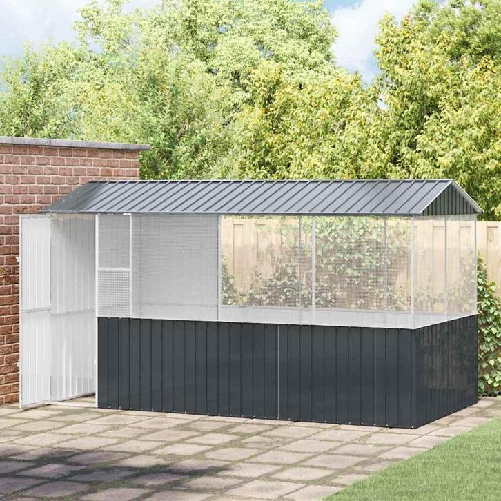 vidaXL Vogelkooi Antraciet 410 x 210 x 230 cm Gegalvaniseerd, Dieren en Toebehoren, Vogels | Toebehoren, Nieuw, Verzenden