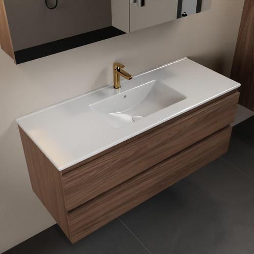 MONDIAZ AIVY 120cm badmeubel Mocha, wastafel glanzend wit, Doe-het-zelf en Bouw, Sanitair, Overige typen, Nieuw, Ophalen of Verzenden