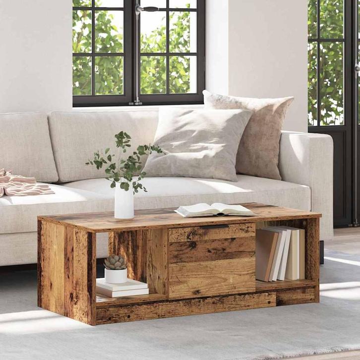 vidaXL Salontafel Oud hout 100 x 50 x 36 cm Bewerkt hout, Huis en Inrichting, Tafels | Salontafels, Nieuw, Verzenden