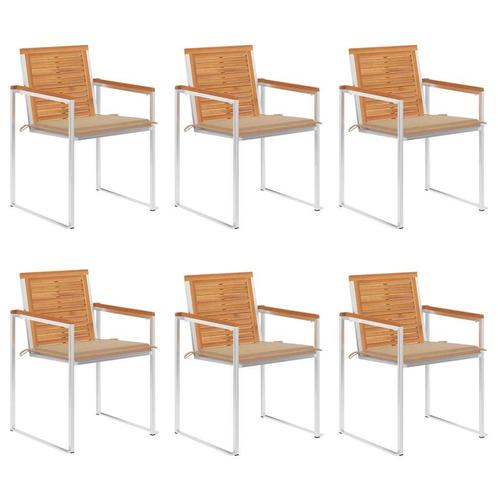 vidaXL Tuinstoelen 6 st met kussens massief acaciahout, Tuin en Terras, Tuinstoelen, Nieuw, Verzenden