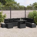 vidaXL Tuinbank Set met kussen met opslag 9 pcs Zwart poly, Tuin en Terras, Verzenden, Nieuw