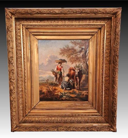 Franse school (XIX) - Scena agreste, Antiek en Kunst, Kunst | Schilderijen | Klassiek